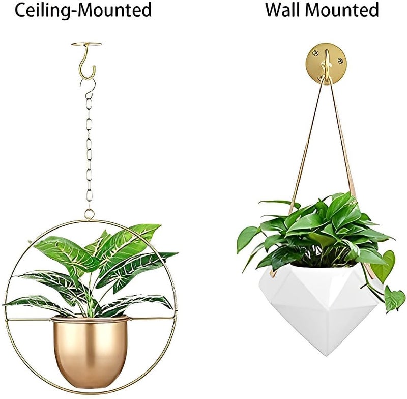 LangPu Ceiling Hooks for Hanging Plants-Metal Heavy Duty Wall Mounted Hangers for Hanging Bird Feeders, Planters, Wind Chimes, Include Professional Drywall Anchors (3-Pack) (Gold) - Image 4