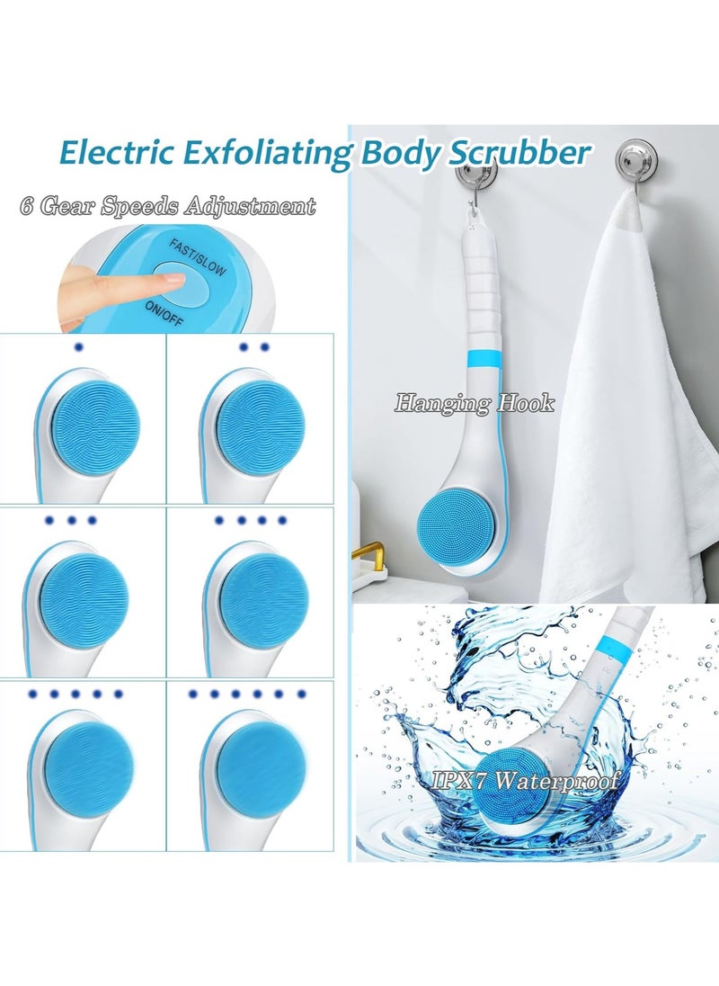 Multi-Functional, Multi-Head Electric Shower Brush To Deeply Clean All Parts Of The Body - Blue