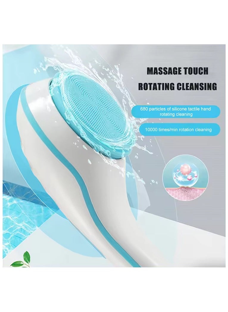 Multi-Functional, Multi-Head Electric Shower Brush To Deeply Clean All Parts Of The Body - Blue