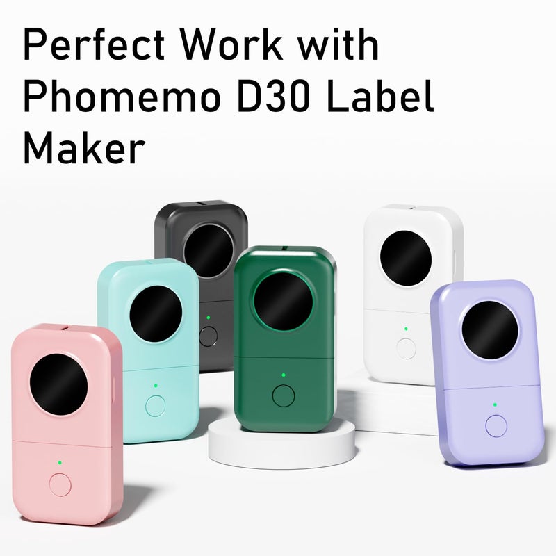 Phomemo D30 Label Tapes for School Classroom Item Name Tag Stickers, Black on Mermaid Color Sticker Thermal Paper Self-Adhesive Label Maker Tape, 12 x 40mm (3/8" x 11/2") 160 Tapes/Roll, 3-Roll - Image 3