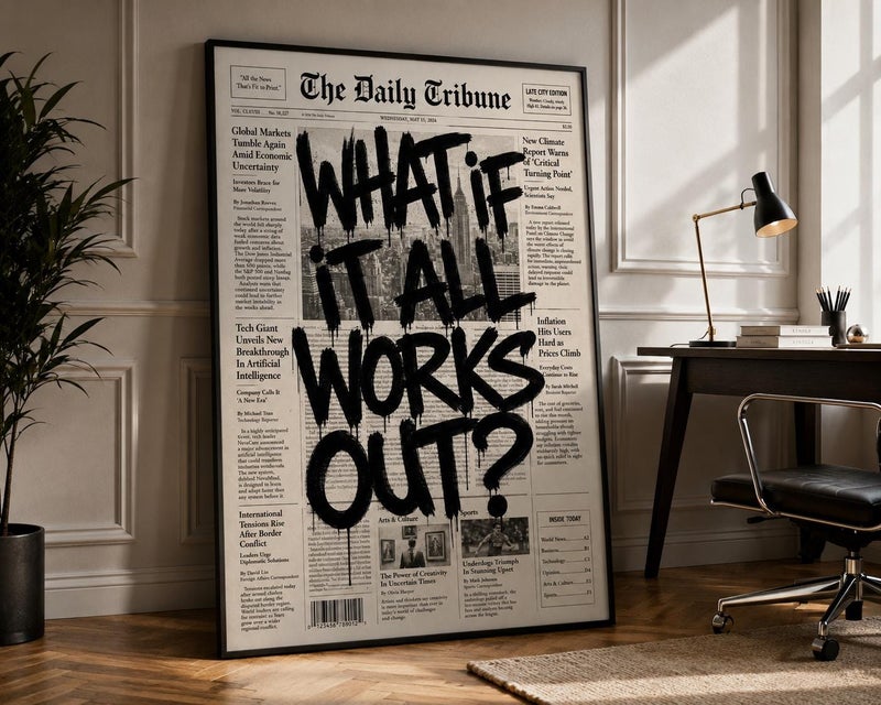 TNESSENTIAL Motivational Framed Canvas, Vintage Newspaper Typography Print - Image 1
