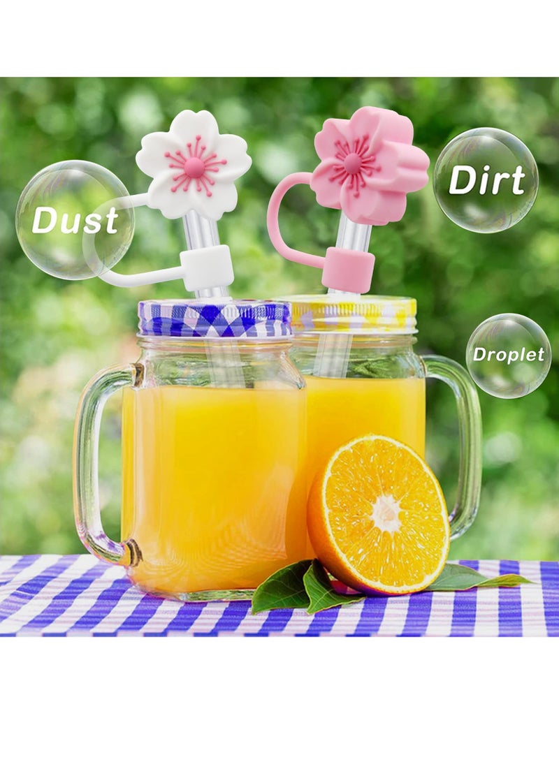 Excefore Straw Covers Cap Toppers, 6 Pcs Straw Cover for Stanley Cup, Silicone Straw Covers Cap Reusable Drinking Straw Topper Compatible, for Stanley Cups Accessories (0.4in, Flower, 2 Colors) - Image 2