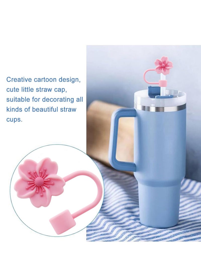 Excefore Straw Covers Cap Toppers, 6 Pcs Straw Cover for Stanley Cup, Silicone Straw Covers Cap Reusable Drinking Straw Topper Compatible, for Stanley Cups Accessories (0.4in, Flower, 2 Colors) - Image 5