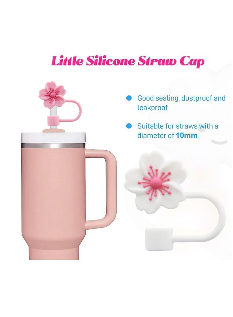 Excefore Straw Covers Cap Toppers, 6 Pcs Straw Cover for Stanley Cup, Silicone Straw Covers Cap Reusable Drinking Straw Topper Compatible, for Stanley Cups Accessories (0.4in, Flower, 2 Colors) - Image 3