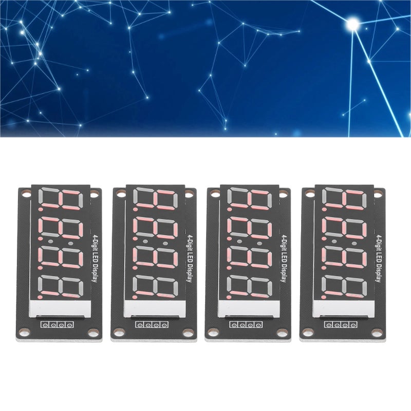 4 مجموعة لوحة عرض رقمية ثنائية البصمات LED 4 أرقام 7 مقاطع وحدة ساعة TM1637 أحمر بحجم 0.56 بوصة MRA041D - Image 1