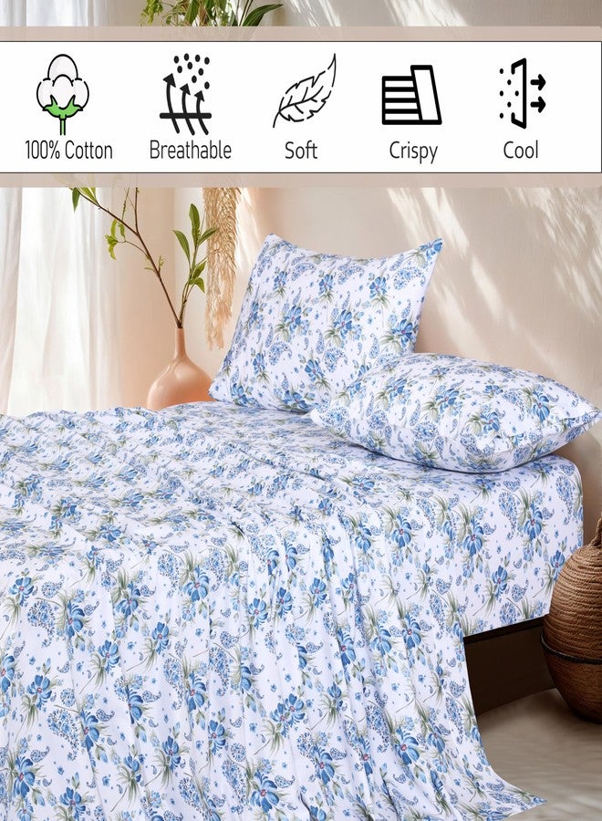 RUVANTI 100% Cotton King Size Sheets Set, 4 Pieces, Soft & Breathable Percale Weave Bedding, Deep Pocket 16", Hotel Standard, Crisp Cool Feel, Durable, Perfect Floral Bed Sheet, Paislyona - Image 5