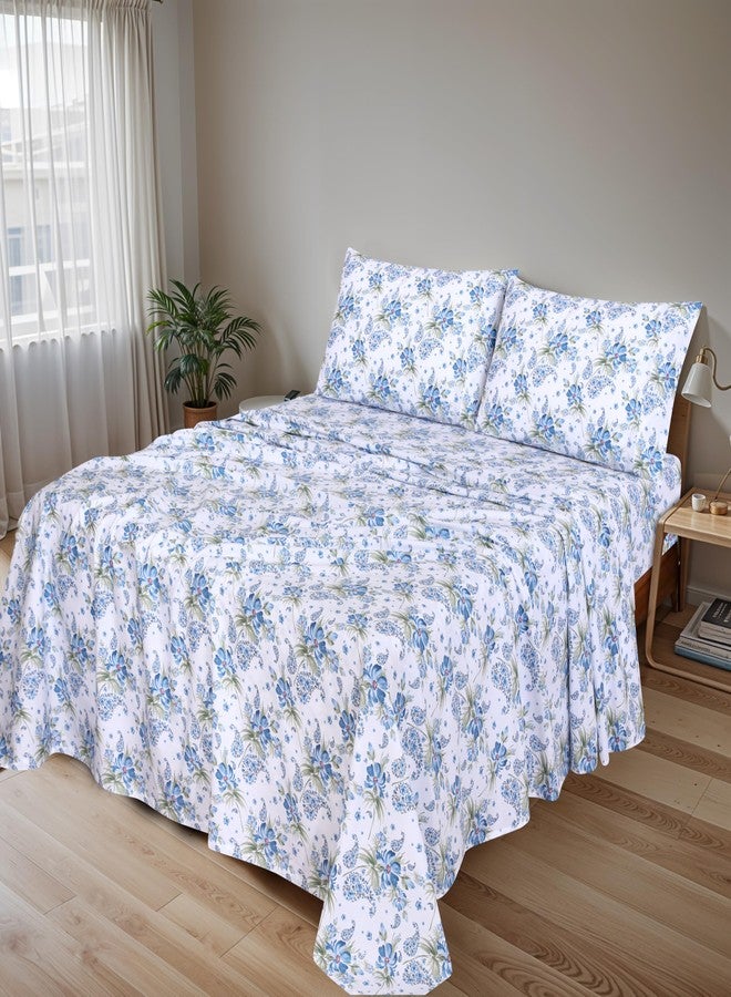 RUVANTI 100% Cotton King Size Sheets Set, 4 Pieces, Soft & Breathable Percale Weave Bedding, Deep Pocket 16", Hotel Standard, Crisp Cool Feel, Durable, Perfect Floral Bed Sheet, Paislyona - Image 2