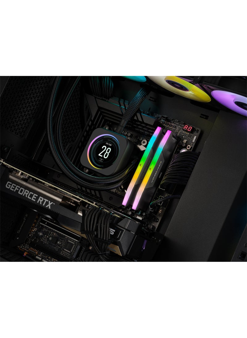 CORSAIR VENGEANCE RGB DDR5 96GB (2x48GB) DDR5 5600 (PC5-44800) C40 1.25V Intel Intel XMP 3.0 Memory - Black Black - Image 2