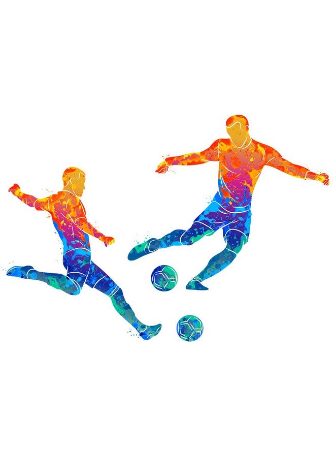 WOYINIS Watercolor Soccer Player Wall Decals Peel & Stick Sports Player Silhouette Wall Decals Football Wall Stickers Decor Art for Kids Bedroom Playroom Nursery Wall Murals - Image 2