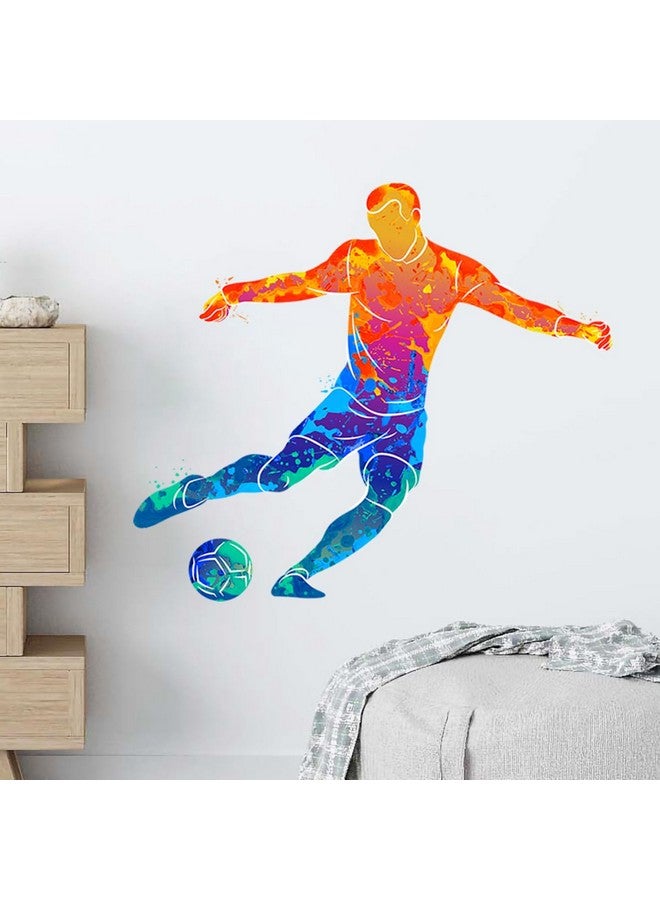 WOYINIS Watercolor Soccer Player Wall Decals Peel & Stick Sports Player Silhouette Wall Decals Football Wall Stickers Decor Art for Kids Bedroom Playroom Nursery Wall Murals - Image 4