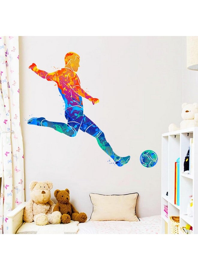 WOYINIS Watercolor Soccer Player Wall Decals Peel & Stick Sports Player Silhouette Wall Decals Football Wall Stickers Decor Art for Kids Bedroom Playroom Nursery Wall Murals - Image 5