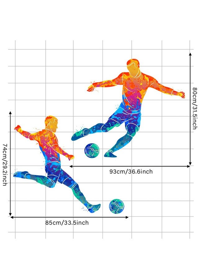 WOYINIS Watercolor Soccer Player Wall Decals Peel & Stick Sports Player Silhouette Wall Decals Football Wall Stickers Decor Art for Kids Bedroom Playroom Nursery Wall Murals - Image 3