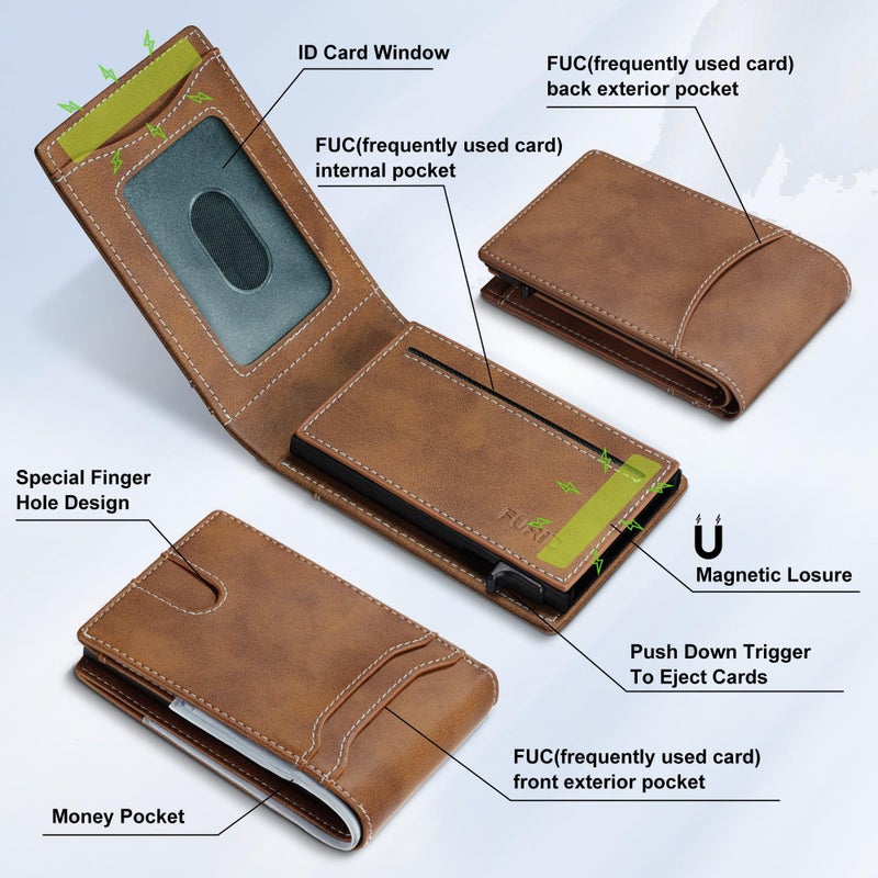 furid Card Wallet For Men Slim: Smart Rfid Minimalist Front Pocket Pop Up Wallet with ID Window - Gifts for Husband Father at Birthday Anniversary - Image 2