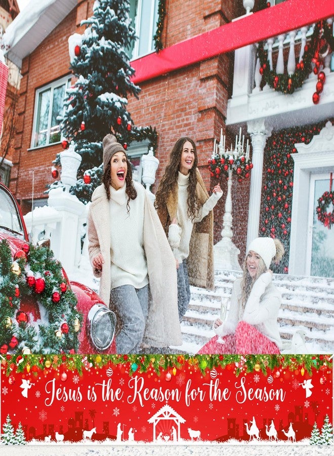 Lecheme Large Christmas Banner Jesus Is the Reason for the Season Banner 8.2x1.6 ft Christmas Fence Backdrop Outdoor Xmas Winter Holiday Decorations - Image 5
