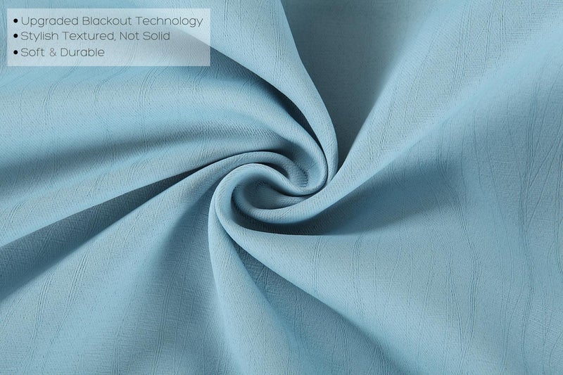 MIUCO Blackout Curtains Room Darkening Curtains Textured Grommet Panels for Living Room 2 Panels 52x84 Inch Long Sky Blue - Image 3