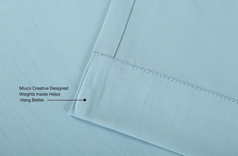 MIUCO Blackout Curtains Room Darkening Curtains Textured Grommet Panels for Living Room 2 Panels 52x84 Inch Long Sky Blue - Image 4