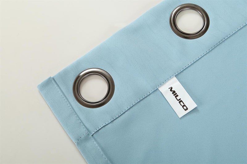 MIUCO Blackout Curtains Room Darkening Curtains Textured Grommet Panels for Living Room 2 Panels 52x84 Inch Long Sky Blue - Image 5