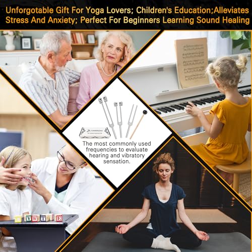 KAIGESZAD Tuning Forks Set(128Hz,256Hz,512Hz) Medical-Grade Weighted & Unweighted Tuning Fork for Healing Chakra/Sound Therapy/Yoga and Meditation Frequency Healing Devices Good Gift for Women - Image 5