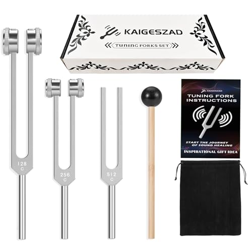 KAIGESZAD Tuning Forks Set(128Hz,256Hz,512Hz) Medical-Grade Weighted & Unweighted Tuning Fork for Healing Chakra/Sound Therapy/Yoga and Meditation Frequency Healing Devices Good Gift for Women - Image 1