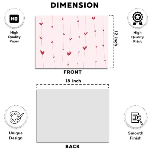 Festiko® Red Heart Gift Wrapping Paper Sheets (Pack of 10 Sheets), Valentine's Day Wrapping Paper, Love Theme Printed Wrapping Papers - Image 2