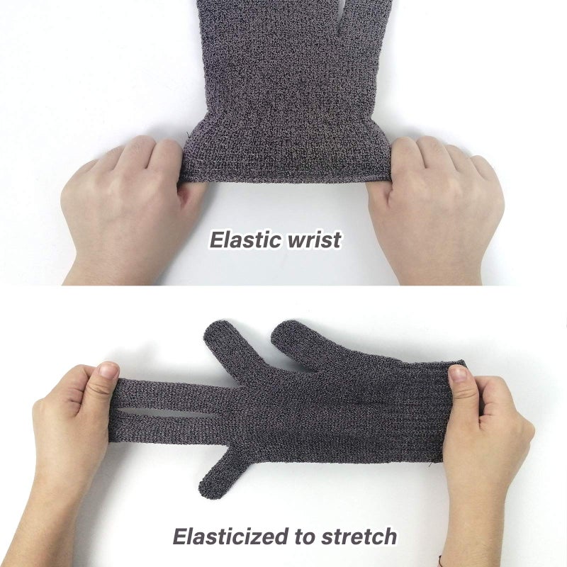 MIG4U Shower Exfoliating Scrub Gloves Medium to Heavy Bathing Gloves Body Wash Dead Skin Removal Deep Cleansing Sponge Loofah for Women and Men 1 Pair Gray - Image 4