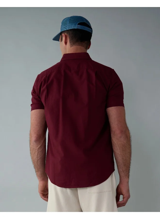 American Eagle AE Short-Sleeve Slim Fit Button-Up Shirt