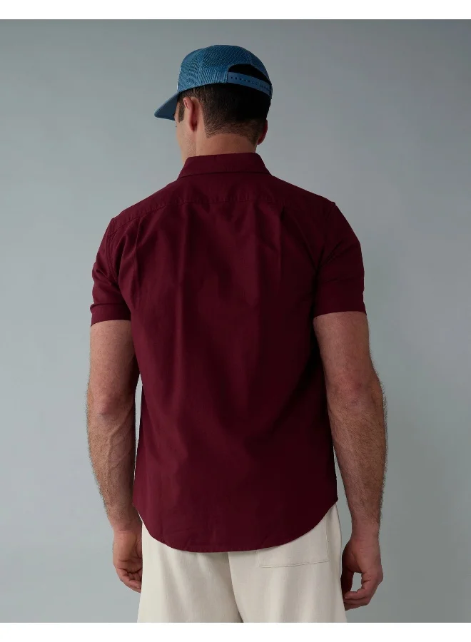 American Eagle AE Short-Sleeve Slim Fit Button-Up Shirt
