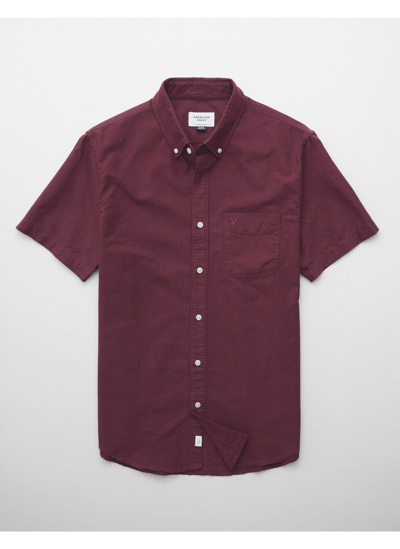 American Eagle AE Short-Sleeve Slim Fit Button-Up Shirt  - Image 1