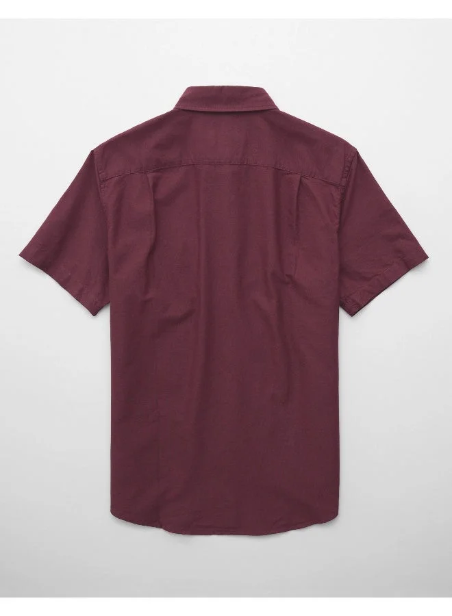 American Eagle AE Short-Sleeve Slim Fit Button-Up Shirt