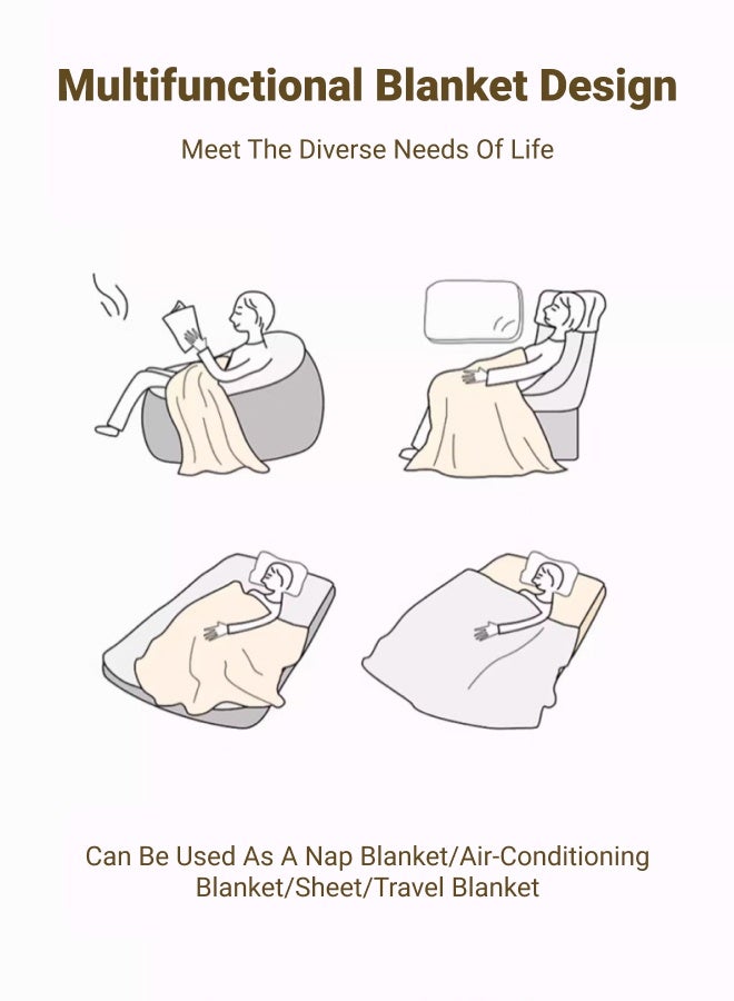 Polyester blanket. Dimensions 150x200cm - Soft and cosy, suitable as a nap blanket, air-conditioning blanket, small throw, sofa blanket or travel blanket - Khaki colour scheme - Image 5