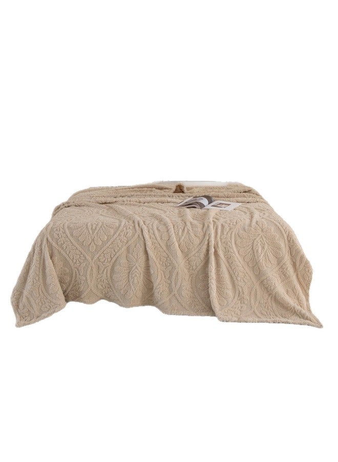 Polyester blanket. Dimensions 150x200cm - Soft and cosy, suitable as a nap blanket, air-conditioning blanket, small throw, sofa blanket or travel blanket - Khaki colour scheme - Image 1