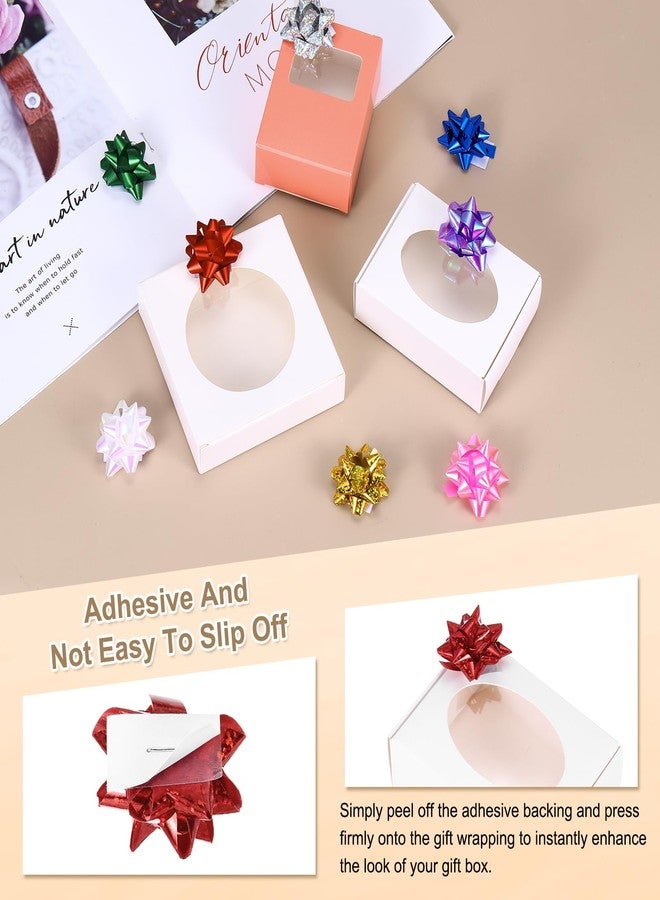 PATIKIL 1.5" Mini Star Gift Bows, 100Pcs Small Christmas Laser Gift Wrapping Self-Adhesive Bows for Holiday Weddings Birthday Party, Green - Image 3
