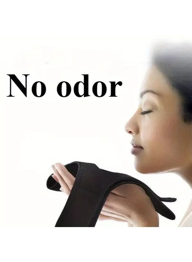 حزام الذقن الأسود القابل للتعديل المضاد للشخير، دعم فكي قابل للتنفس يمنع التنفس من الفم - Image 3