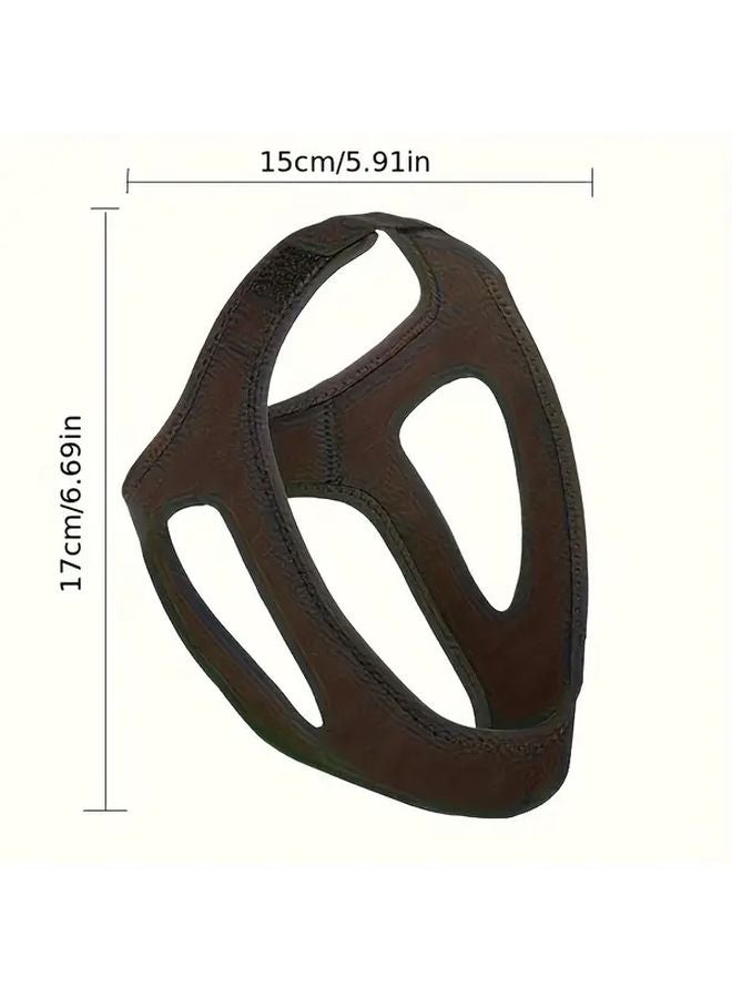 حزام الذقن الأسود القابل للتعديل المضاد للشخير، دعم فكي قابل للتنفس يمنع التنفس من الفم - Image 4