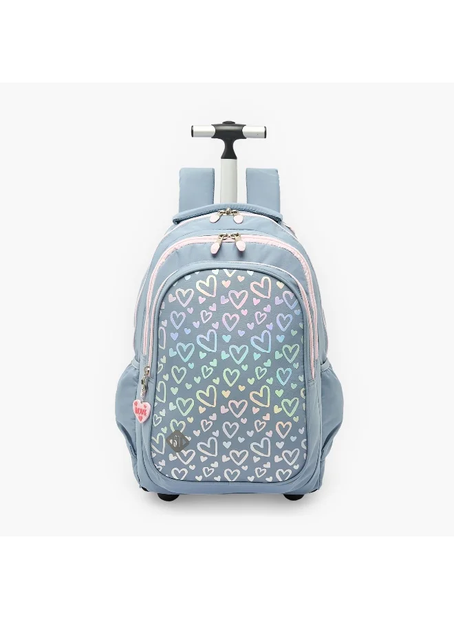 St.Right 18 Inch-Trolley Bag-Silver Hearts-3 Cmprt- (Polyester) Grey \ 32X25X47