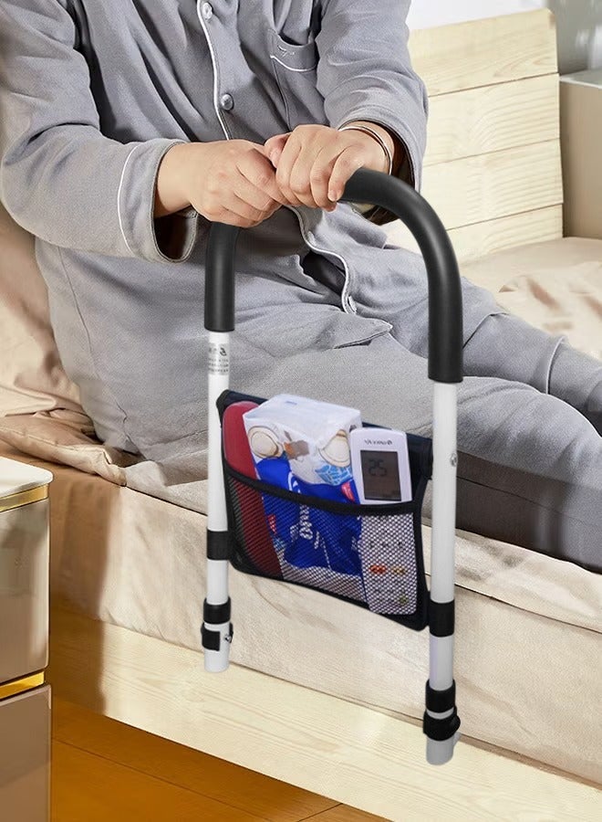 شو وو "درابزينات السرير لكبار السن: أمان مع ارتفاعات قابلة للتعديل، جيب تخزين، دعم جانبي لمساعدة كبار السن. ينزلق تحت المرتبة، عصا طبية، واقي سرير، مقابض قضبان السرير." - Image 1