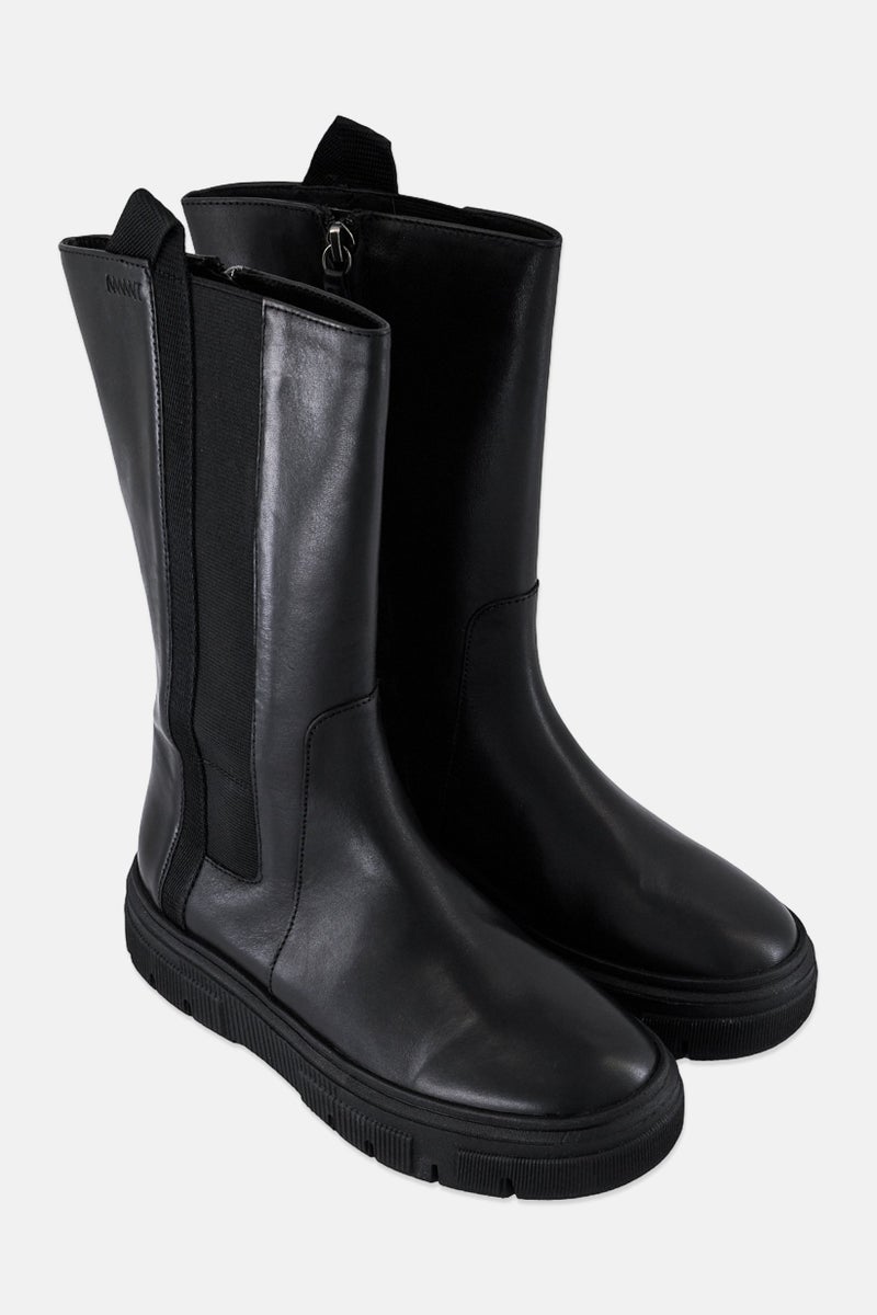 GEOX Women Isotte Zipper Closure Knee Length Boots, Black - Image 4