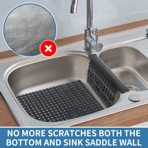 Bligli Plastic Sink Saddle, Sink Divider Mat with Strong Suction Cups, Kitchen Divided Sink Protector Mat for Glassware Dishes, Easy to Clean and No Smell, 9.5" x 12", Clear - Image 4