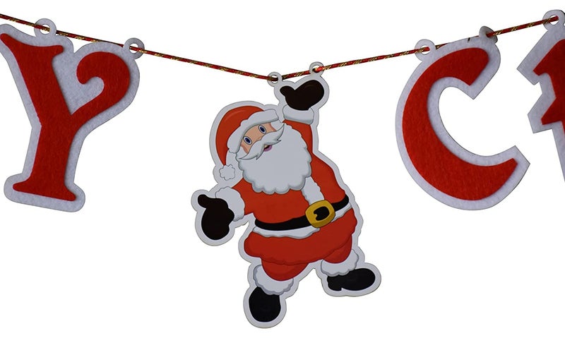 RSAAUD RSAAUD Merry Christmas Banner with Santa Clause Garland for Christmas Holiday Party Home Indoor Office Decorations Felt Christmas Decoration Banner - Image 3