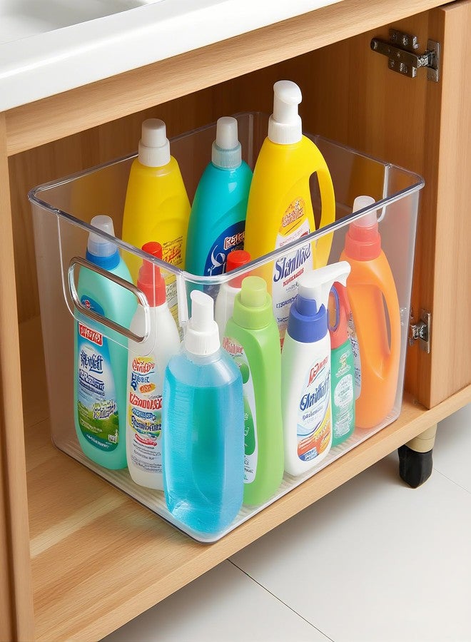 CINDALOG Set of 8 Clear Organizers and Storage Bins, 4 Large and 4 Small Stackable Plastic Storage Containers with Handles for Fridge, Freezer, Pantry, Cabinet, Kitchen Organization - Image 5