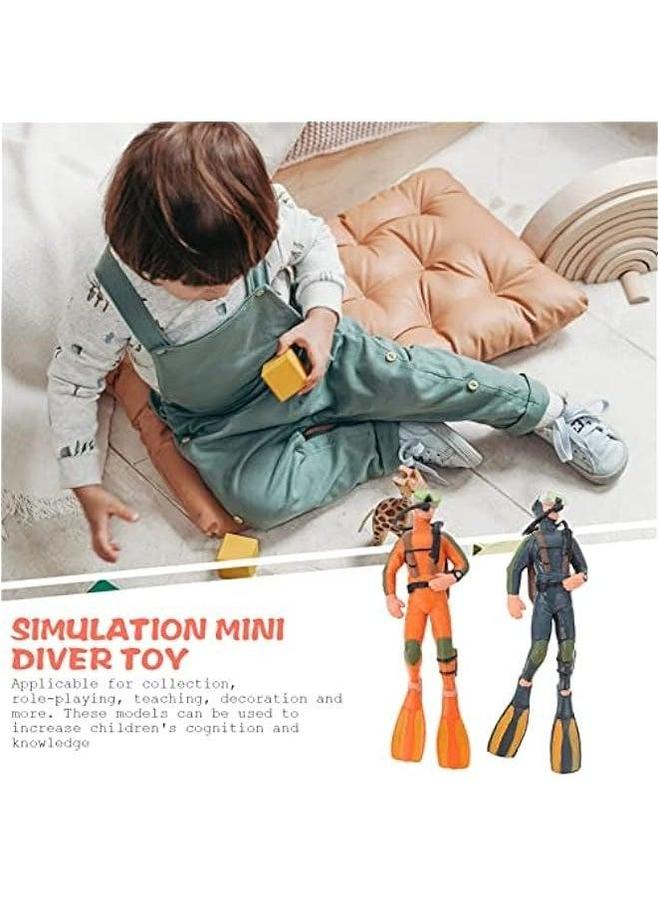 Diver with Hose Toy Squid Fish Tank Action Figure Divers: 2PCS Scale Model Sea Animals Scuba Swimmers Figures  - Image 5