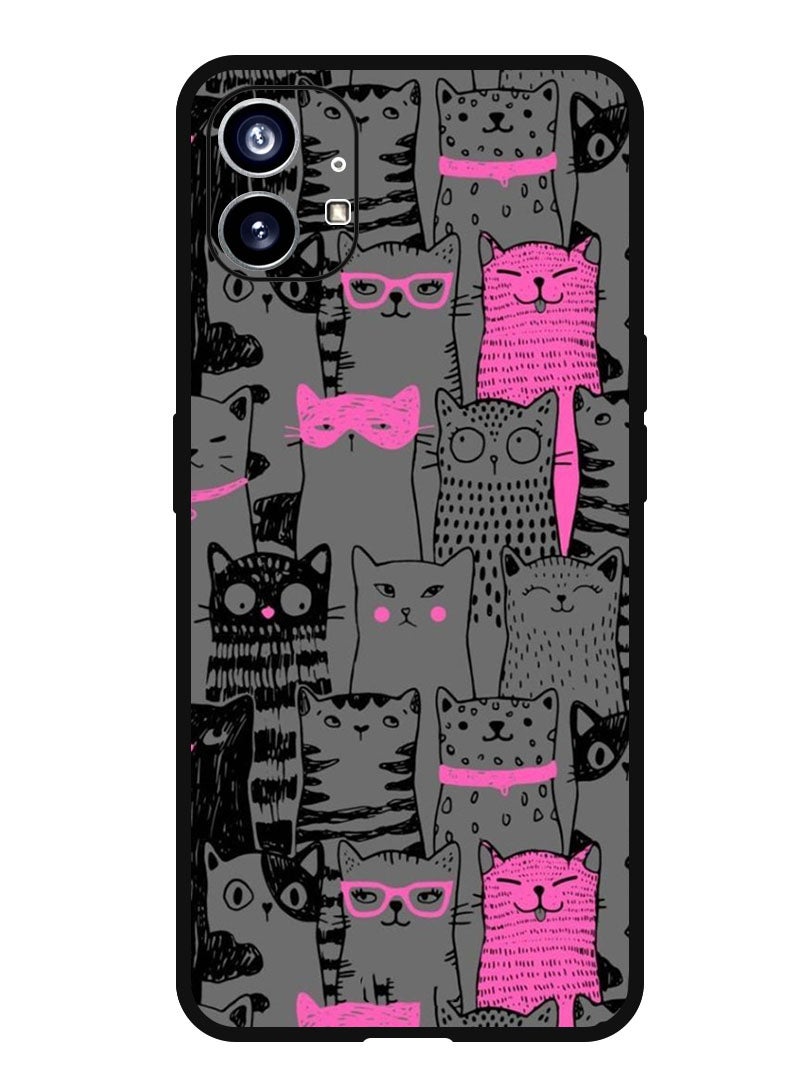 Protective Case Anti Scratch Shock Proof Bumper Cover For Nothing Phone 1 Pink Cats