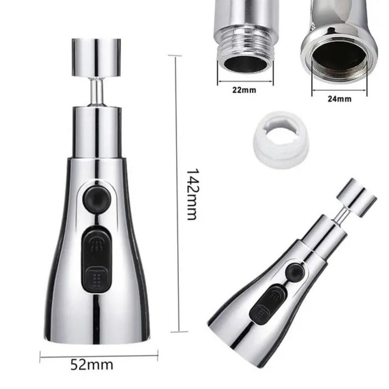 MARMIX Universal Kitchen Faucet 3-Function Pull Down Sink Sprayer Attachment With Big Angle Rotatable Anti-Splash Head for Kitchen Rotating Sink Aerator (Silver) - Image 2