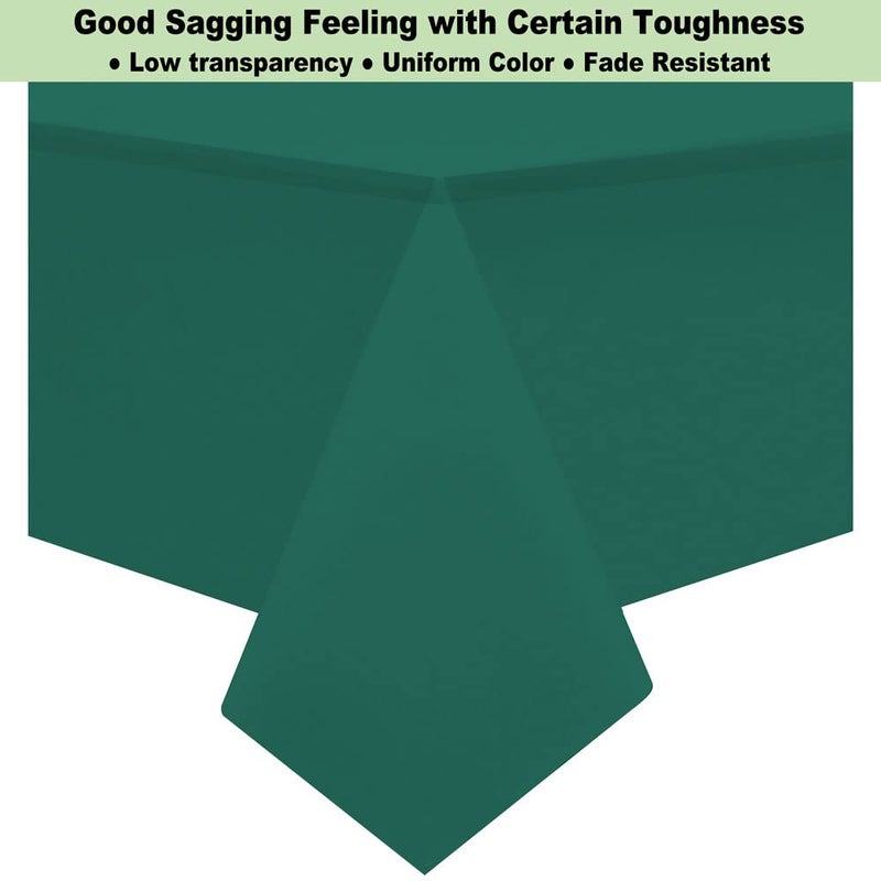 rebdng Plastic Dark Green Tablecloths 3 Pack Forest Green Disposable Table Covers 54"" x 108"" Hunter Green Table Cloths for Tropical Tiki Luau Parties Birthdays Christmas  Fits 6 to 8 Foot Rectangle Tables - Image 3