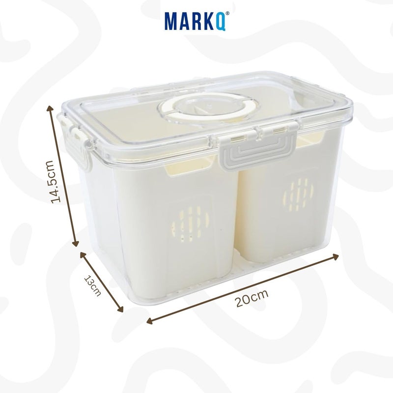 MARKQ Divided Snack Organizer with Lid – Clear Charcuterie Container with Handle, Portable Food Storage Box for Fruits, Vegetables, Candy, and Snacks Dispenser - 2 Portions - Image 4