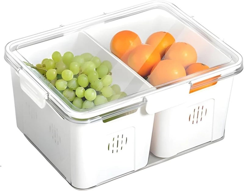 MARKQ Divided Snack Organizer with Lid – Clear Charcuterie Container with Handle, Portable Food Storage Box for Fruits, Vegetables, Candy, and Snacks Dispenser - 2 Portions - Image 1