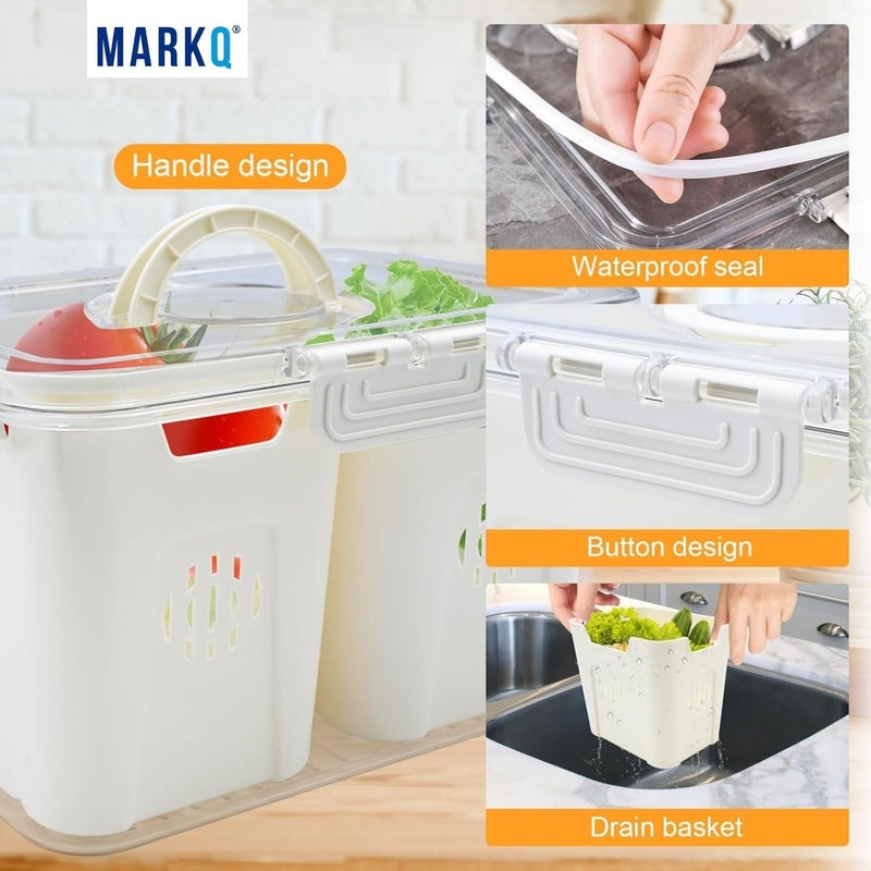 MARKQ Divided Snack Organizer with Lid – Clear Charcuterie Container with Handle, Portable Food Storage Box for Fruits, Vegetables, Candy, and Snacks Dispenser - 2 Portions - Image 3