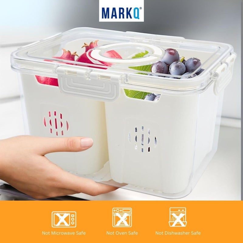 MARKQ Divided Snack Organizer with Lid – Clear Charcuterie Container with Handle, Portable Food Storage Box for Fruits, Vegetables, Candy, and Snacks Dispenser - 2 Portions - Image 5