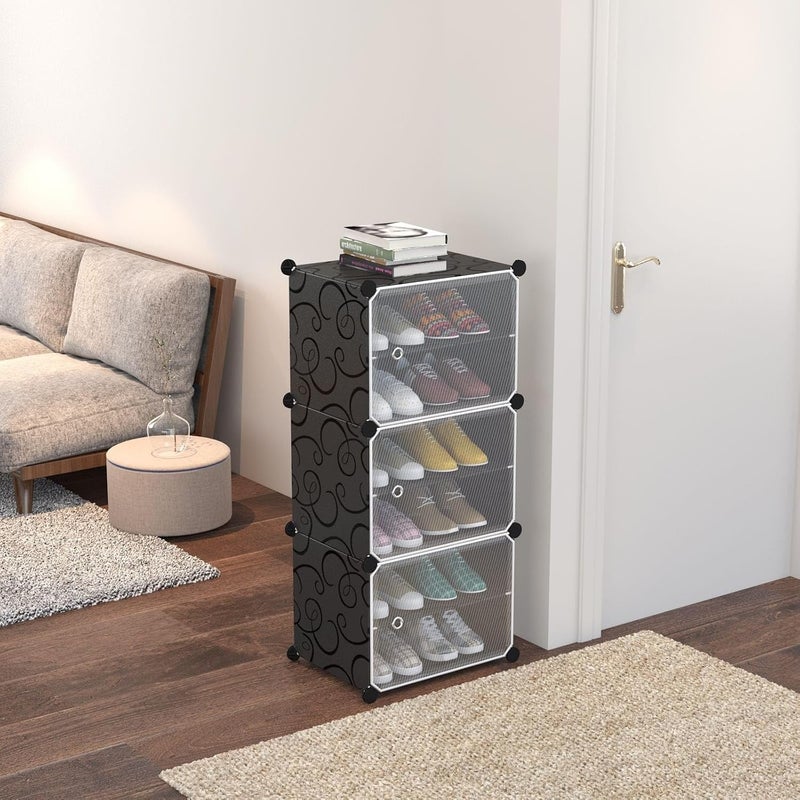 Shopper52 6 Layer Plastic Sheet Cube Shoe Rack Storage Closest Organizer for ShoesBooksClothesToys CUBSHRK6L