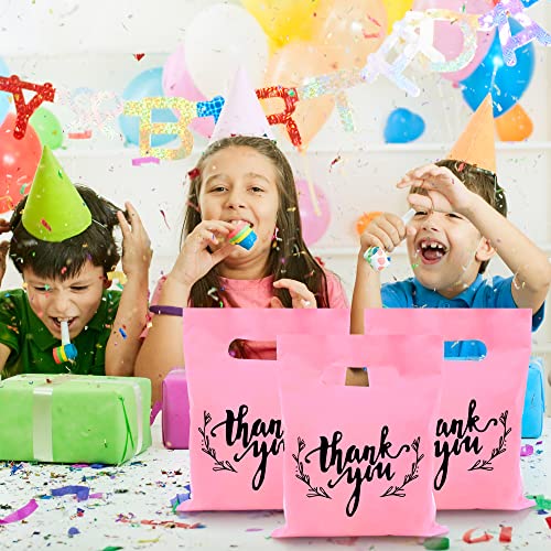 KEEPARTY 100 PCS Small Thank You Merchandise Bags Plastic Goodie Bags Party Favor Bags for Birthday Party Baby Shower Wedding Merchandise Gifts Trade Shows (Pink) - Image 4